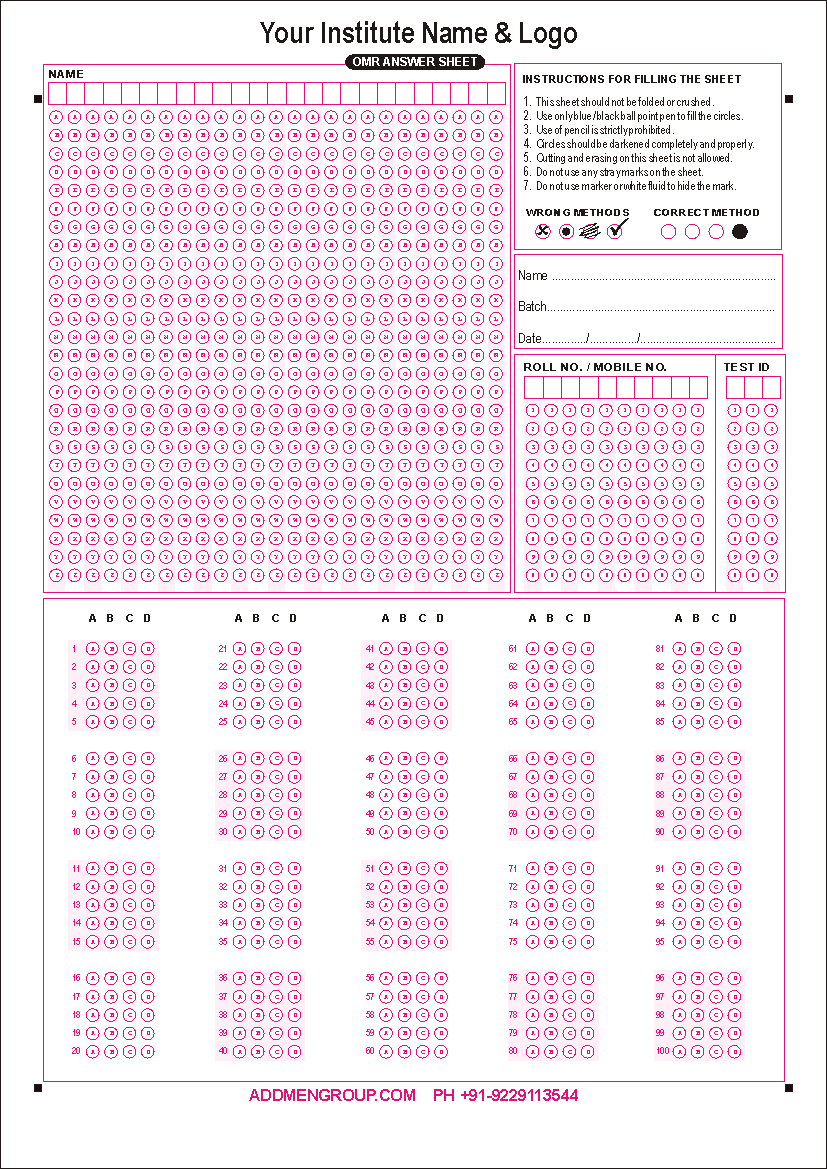 Design of OMR Answer Sheet